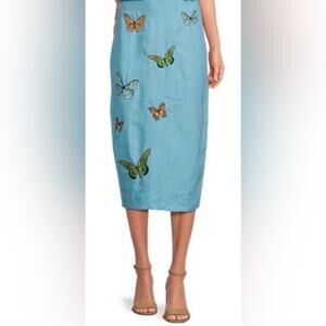 Fanm Mon MARION Arina Butterfly Embroidered  Cotton SKIRT Size XL